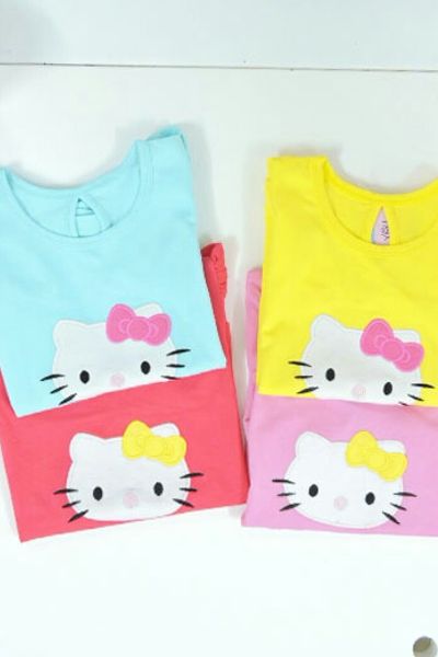 Ao thun be gai tamiuy theu dap meo kitty