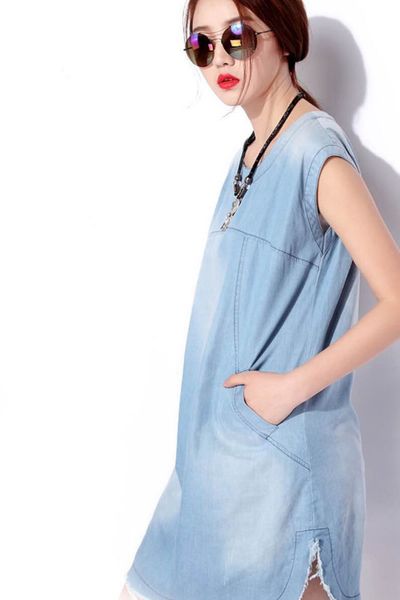 Đầm denim wax cách điệu - 1492