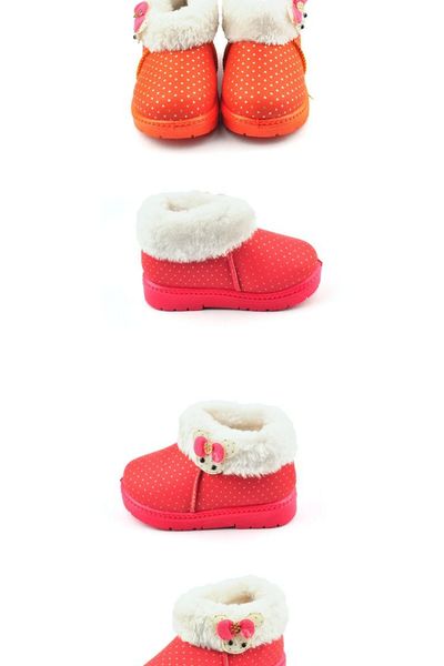 Boots bé trai gái cổ ngắn gắn bông vải chấm bi họa tiết mặt gấu