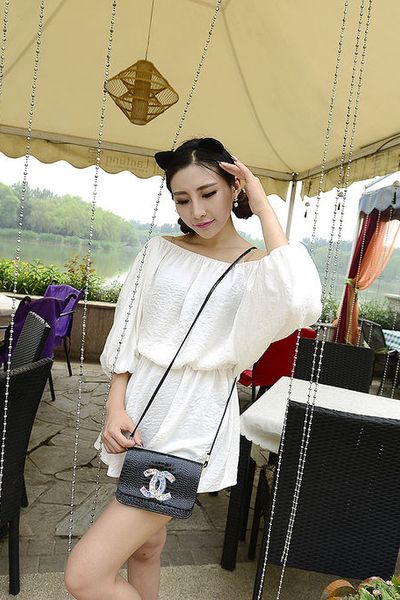 Mstx 266 -túi đeo chéo da bóng kiểu chanel