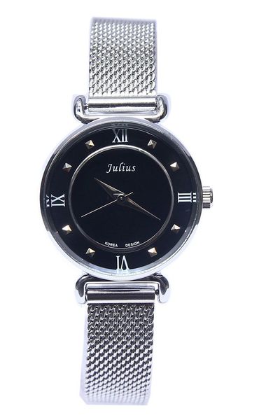 Đồng hồ nữ julius ju964 mặt đen dây min trắng tuyệt đẹp