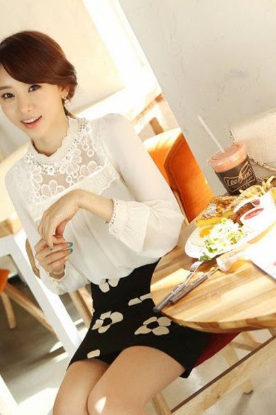 Áo mi phối ren hoa - 0129
