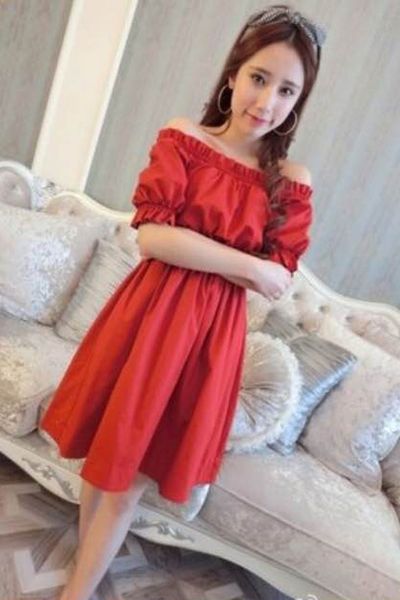 Đầm xòe tay nhún cách điệu - 1444