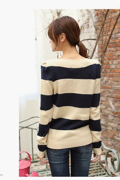 Áo len sọc trễ vai - 0865