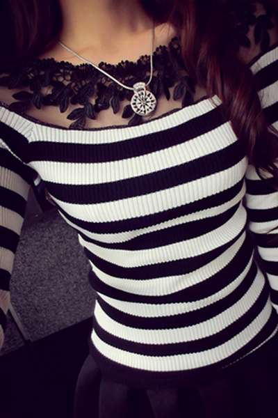 Áo len dài tay pha ren len tăm