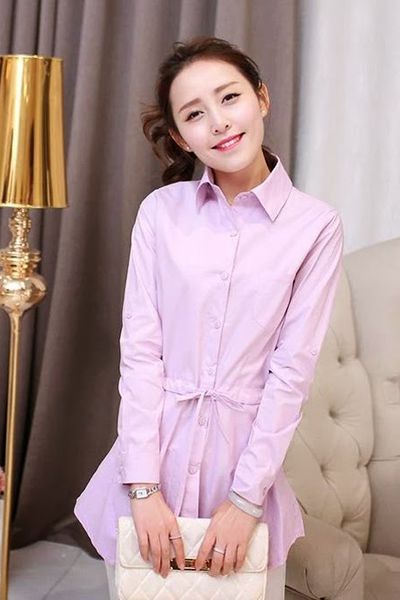 Áo sơmi form dài thắt eo - 1340