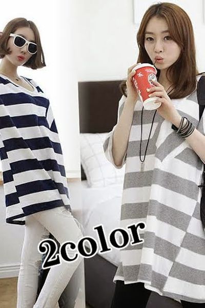 Áo thun sọc ngang phom dài big size - 0760