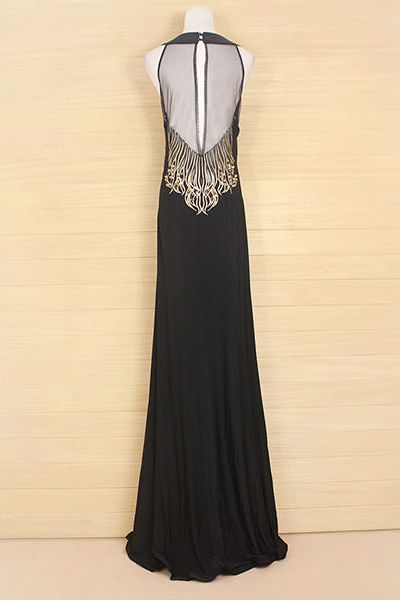 Co-c 004 đầm maxi cổ vòng không tay đính cườm khoét lưng
