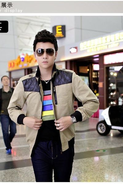 Áo khoác kaki nam phối da - ak0072