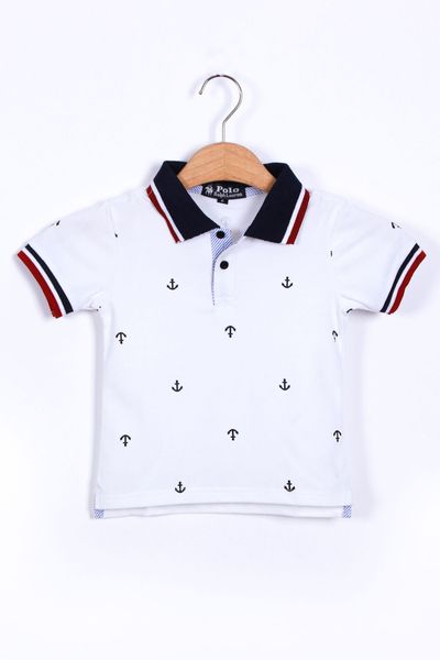 Áo polo họa tiết mỏ neo trắng 09 - 1 ri 7 cái