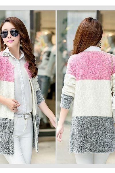 Áo khoác len phối 3 màu al0217
