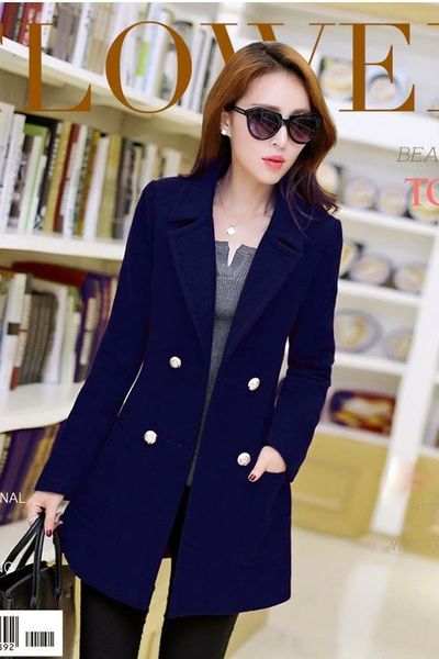 Áo khoác dạ phối túi -ak0232