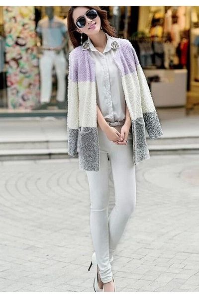 Áo khoác len phối 3 màu al0217