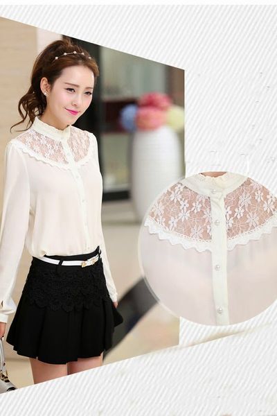 Áo somi công sở phối ren ms1170