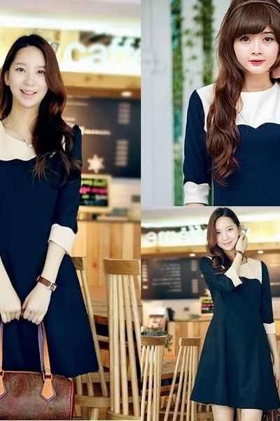 Đầm gợn sóng phối màu - 0783