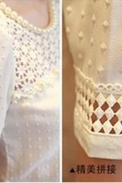 Áo sơ mi nữ ngắn tay phối ren hoa thiết kế điệu đà mẫu hè duyên dáng
