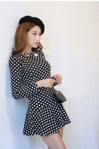 Đầm xòe chấm bi đuôi cá ms1134
