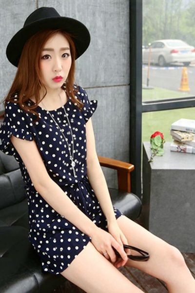 Jumpsuit chấm bi tay bèo - 1538