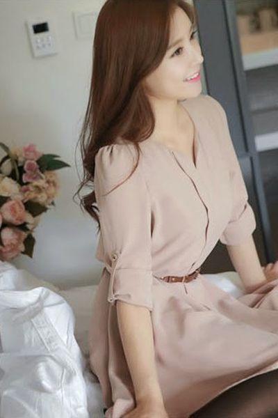 Đầm voan công sở pastel - 1396