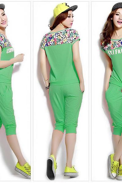 Đồ bộ nữ thun phối hoa thời trang