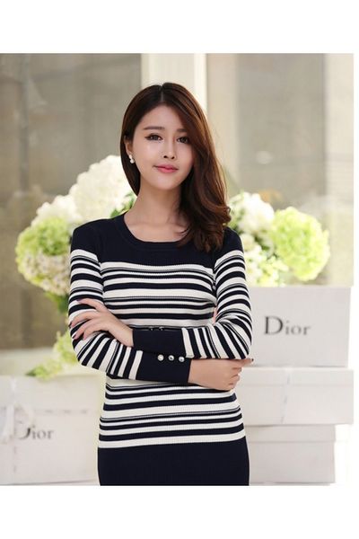 Áo len sọc ngang tay phối nút - gs175 - al1011
