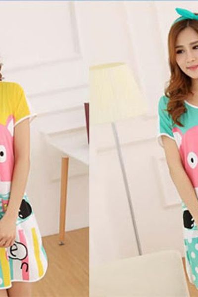 Đầm ngủ hoạt hình gấu tim - 1381