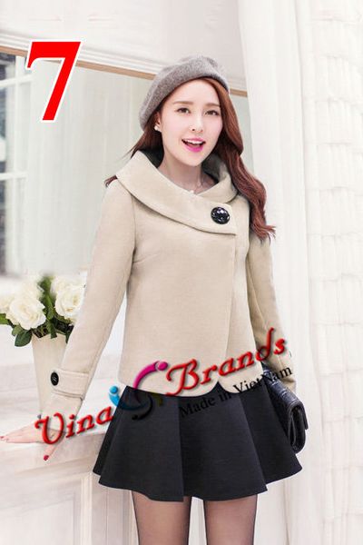 Áo khoác dạ kiểu dáng nút to đơn giản dễ thương sg975114