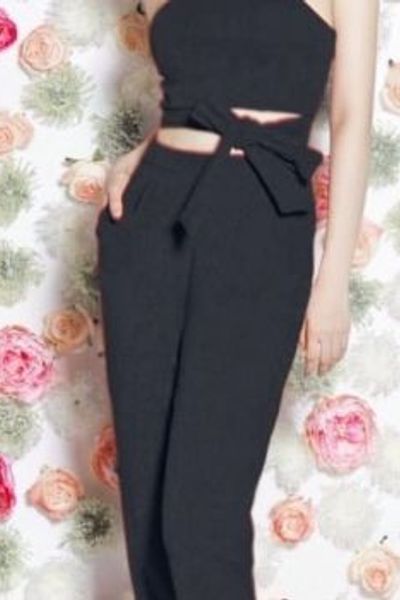 Set xanh dạ len đính nơ sau