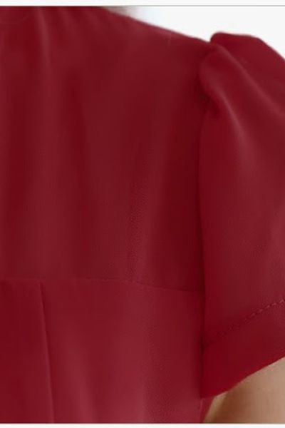 Đầm voan xếp ly đính nút - 0766