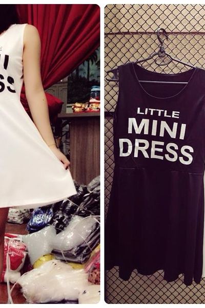 Đầm thun xòe họa tiết chữ mini dress