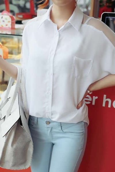 Sơ mi vai phối lưới - 1653