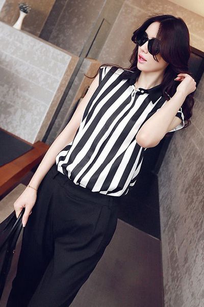 Áo somi sọc kẻ cổ đen - 1580
