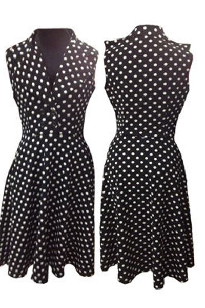 Đầm bi xòe cổ vest - 1489