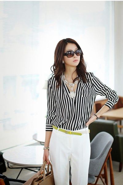 Áo somi sọc cổ chữ v màu xanh đen - mc099 mã 1242