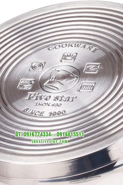 Quánh inox 430 fivestar 3 đáy nắp kính 14cm