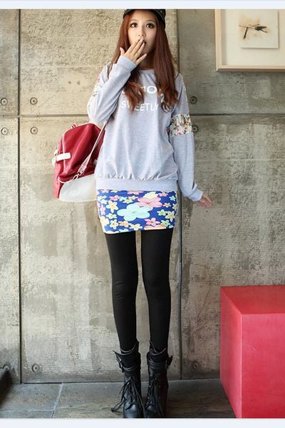 Chân váy hoa thun legging