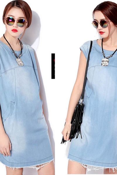 Đầm denim wax cách điệu - 1492