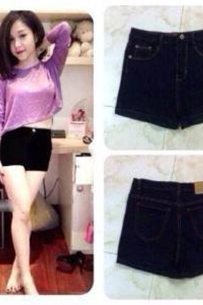 Quần short jeans 1 nút lưng cao qs0005