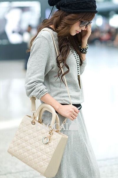 Mstx 310 - túi xách da bóng đính logo dior kim loại