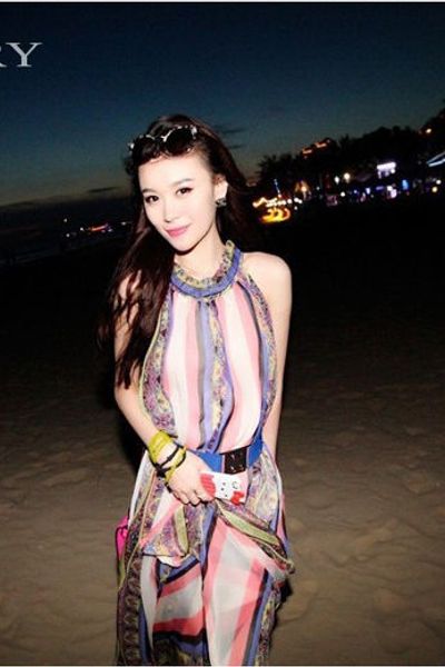 Đầm maxi yếm sọc-