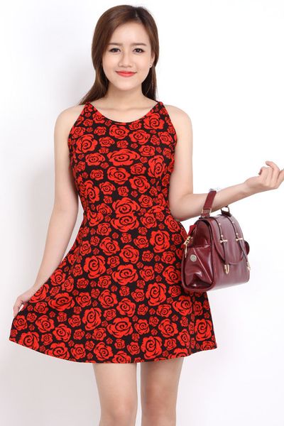 Đầm xòe f21 họa tiết