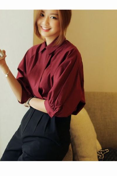 Áo somi cách điệu tay phồng - 0985