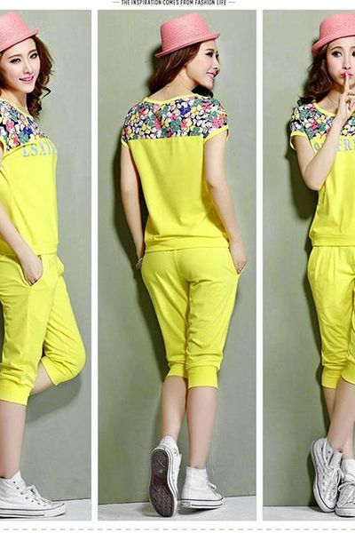 Đồ bộ nữ thun phối hoa thời trang