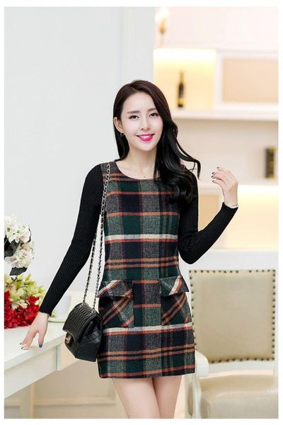 Đầm caro dài tay - gs215 - dk2498
