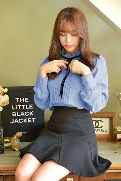 Áo công sở cổ nhún cách điệu - 0936