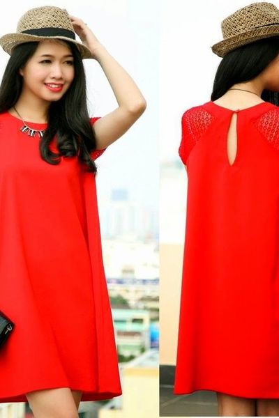 Đầm oversize tay ren - 1096