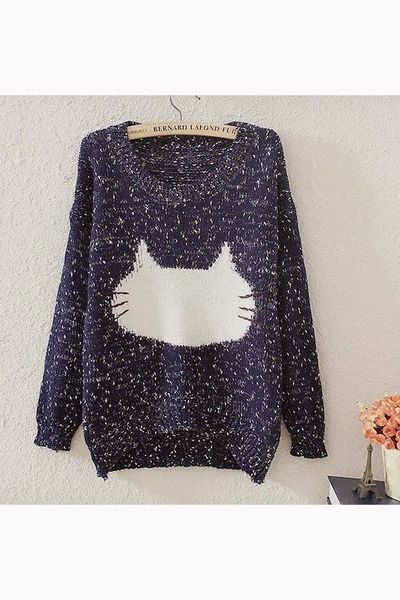 Áo len họa tiết mèo - 0739