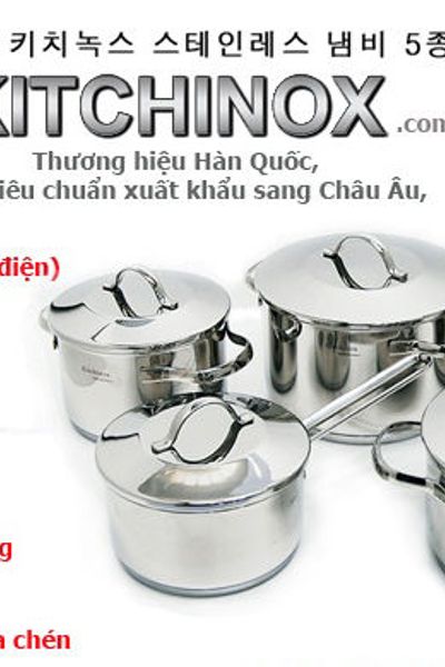 Bộ nồi inox kitchinox hàn quốc kitchinox 3 đáy dùng được bếp từ
