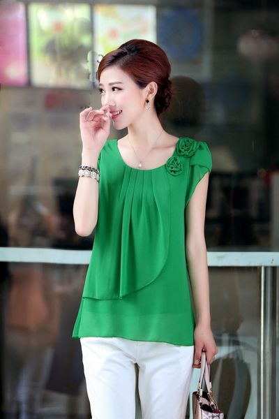 Áo voan 2 lớp đính hoa hết màu cam ms0710