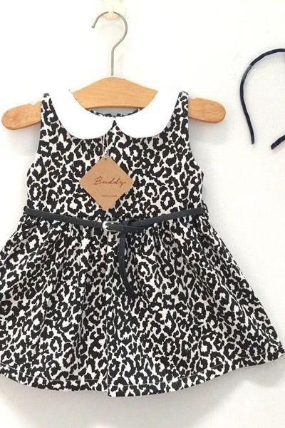 A17518 - đầm cổ lá sen kèm dây nịt băng đô chất kaki phi thunri 8size 1-8